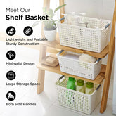 Homestic Shelf Baskets 25.5 cm Height | Plastic Storage Basket for Kitchen Fruits Vegetables Toys | Multipurpose Utlility | Attractive Design | White